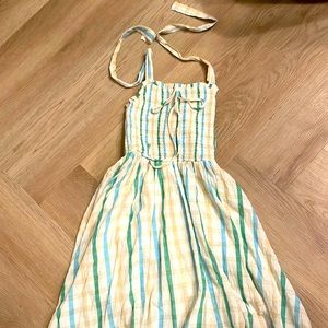 Halter smocked bodice dress